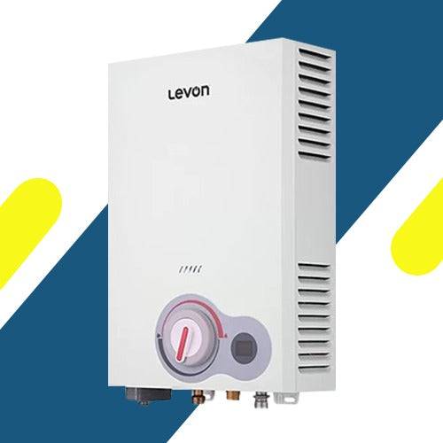 سخان مياه غاز ليفون 6518123 6 لتر ديجيتال أبيض بالشاحن ومبادل حراري OXG-F مزود بتقنية ProSafety