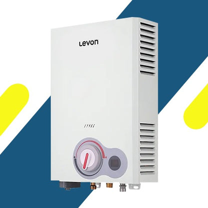 سخان مياه غاز ليفون 6 لتر ديجيتال أبيض بدون مدخنة بمحول كهربائي – موديل 6518124