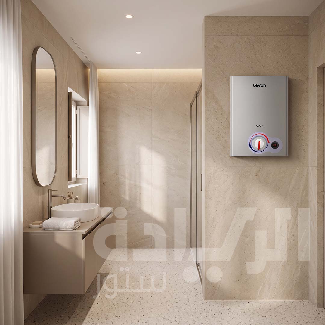 Levon 6 Liter Digital Gas Water Heater, Silver, Ductless with Power Adapter - Model 6518125