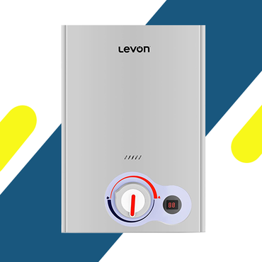 سخان مياه غاز ليفون 6 لتر ديجيتال فضي بدون مدخنة بمحول كهربائي – موديل 6518125