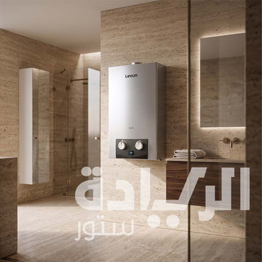 سخان غاز ليفون (Levon) 6 لتر ديجيتال – غاز – بدون مدخنة – لون فضي – موديل 6518130