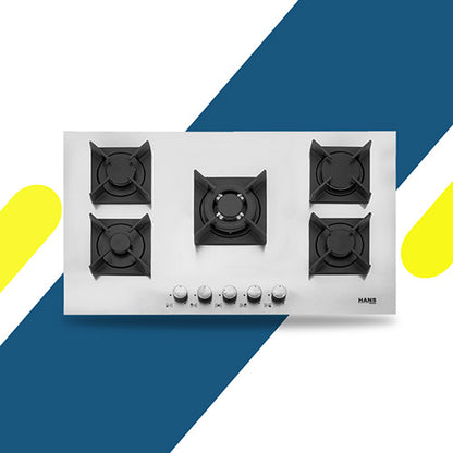 بوتاجاز بلت إن غاز هانز 90 سم زجاج – 5 شعلات ساباف إيطالي – موديل – 9112-23