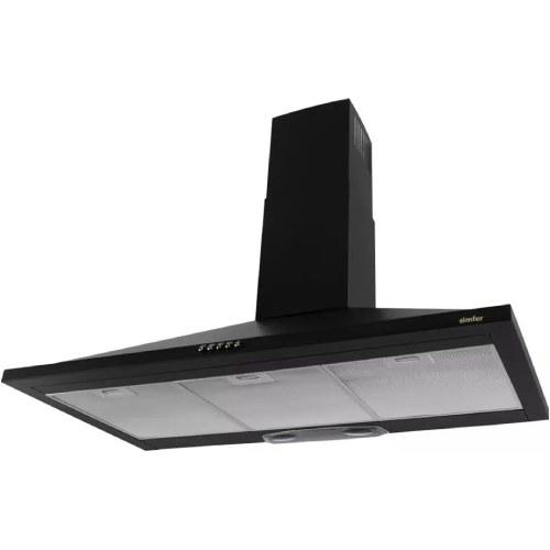 شفاط مطبخ سيمفر 90 سم هرمي أسود بالكامل، قوة شفط 500 م³/ساعة، فلتر كربون – موديل – SM8963