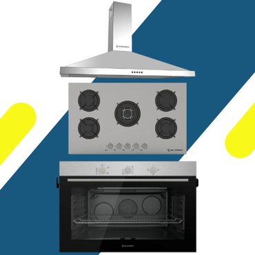 طقم بلت إن إيكوماتيك - مسطح غاز إيكوماتيك بلت إن 90 سم - موديل - S903RC + فرن بلت إن إيكوماتيك 90 سم غاز - موديل - G9604T + شفاط مطبخ إيكوماتيك – 90 سم – قوة شفط 1000 م³/ساعة - موديل – H9210AB