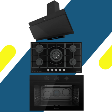 طقم بلت إن إيكوماتيك - مسطح غاز إيكوماتيك بلت إن 90 سم - موديل - S927QC + فرن بلت إن إيكوماتيك 90 سم غاز - موديل - G9604GT + شفاط مطبخ إيكوماتيك – 90 سم – قوة شفط 650 م³/ساعة - موديل – H9106EBB