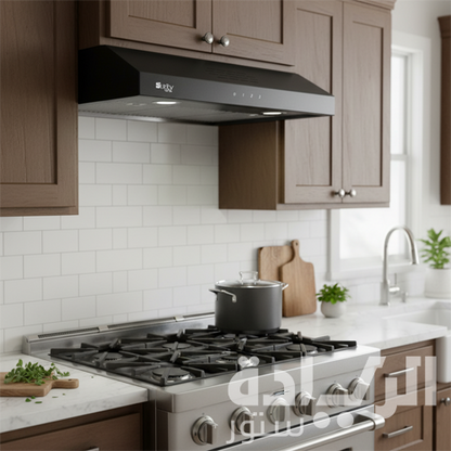 شفاط مطبخ بيورتي مسطح بلت إن - 90 سم - أسود - قوة شفط 450 م3/ساعة - موديل - PTSLIM PLUS BL 90CM
