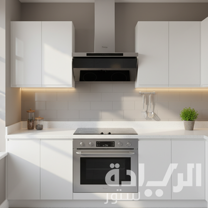 شفاط مطبخ ديكوري 60 سم بيورتي بشريطة زجاجية سوداء – قوة شفط 600 م3/س – إضاءة ليد – تحكم تاتش – موديل –  GOLDEN SOFTO 60cm