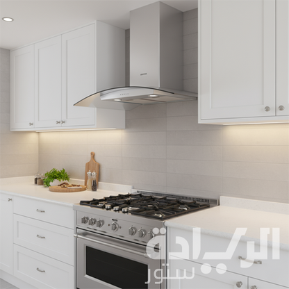 شفاط زجاجي بيورتي – مقاس 90 سم، قوة شفط 750 م³/ساعة، ستانلس ستيل فضي، إضاءة LED - CAPPE INOX