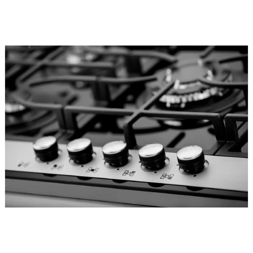بوتاجاز بلت إن غاز هانز 90 سم زجاج أسود بفريم ستانلس ستيل – 5 شعلات ساباف إيطالي – موديل - HANS 9210-19