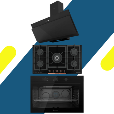 طقم بلت إن إيكوماتيك - مسطح غاز إيكوماتيك بلت إن 92 سم - موديل - S937XLC + فرن بلت إن إيكوماتيك 90 سم غاز - موديل - G9604GT + شفاط مطبخ إيكوماتيك – 90 سم – قوة شفط 650 م³/ساعة - موديل – H9106EBB