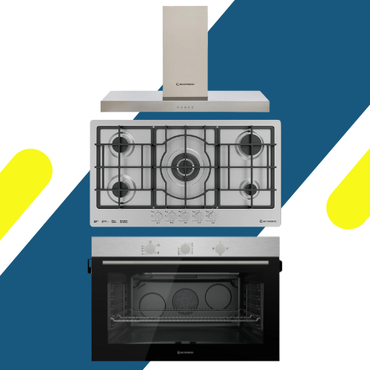 طقم بلت إن إيكوماتيك - مسطح غاز إيكوماتيك بلت إن 92 سم - موديل - S963XLC + فرن بلت إن إيكوماتيك 90 سم غاز - موديل - G9604T + شفاط مطبخ إيكوماتيك – 90 سم – قوة شفط 1000 م³/ساعة - موديل – H910TB