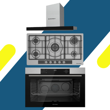 طقم بلت إن إيكوماتيك - مسطح غاز إيكوماتيك بلت إن 92 سم - موديل - S963XLGC + فرن بلت إن إيكوماتيك 90 سم غاز - موديل - G9604TDX + شفاط مطبخ إيكوماتيك – 90 سم – قوة شفط 1000 م³/ساعة - موديل – H9310TT