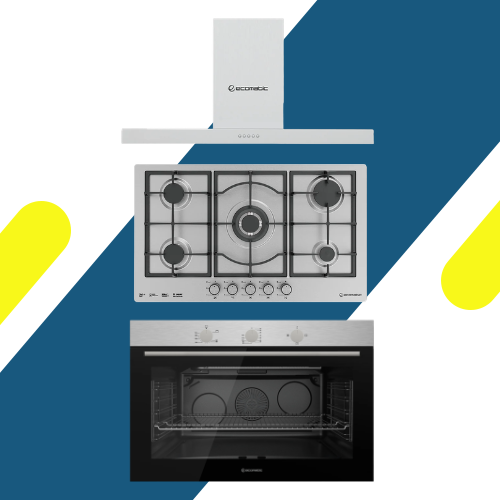 طقم بلت إن إيكوماتيك - مسطح غاز إيكوماتيك بلت إن 92 سم - موديل - S973C + فرن بلت إن إيكوماتيك 90 سم غاز - موديل - G9604T + شفاط مطبخ إيكوماتيك – 90 سم – قوة شفط 750 م³/ساعة - موديل – H9307TB