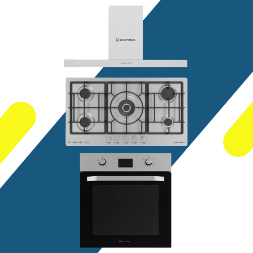 طقم بلت إن إيكوماتيك - مسطح غاز إيكوماتيك بلت إن 92 سم - موديل - S993XLC + فرن بلت إن إيكوماتيك 60 سم غاز - موديل - G6504TDX + شفاط مطبخ إيكوماتيك – 90 سم – قوة شفط 750 م³/ساعة - موديل – H9307TB