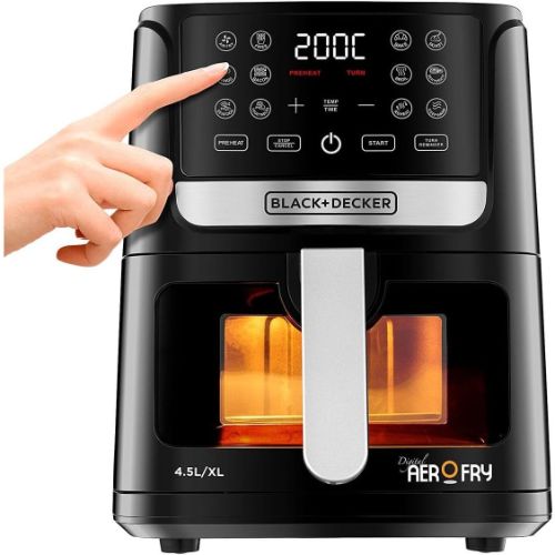 قلاية هوائية بلاك أند ديكر ايرو فراي ديجيتال – 4.5 لتر – سعة سلة 1.4 كجم – 1500 واط – موديل - AF4500
