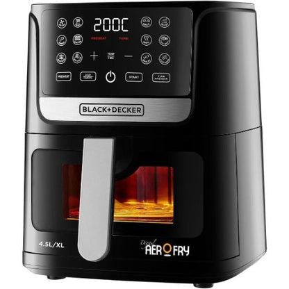 قلاية هوائية بلاك أند ديكر ايرو فراي ديجيتال – 4.5 لتر – سعة سلة 1.4 كجم – 1500 واط – موديل - AF4500