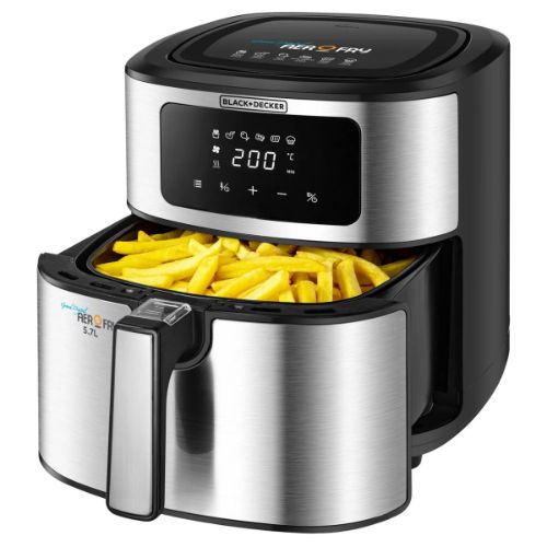 قلاية هوائية 6 في 1 بلاك أند ديكر – 1500 وات – 7.2 لتر – أسود/فضي – AF7257-B5