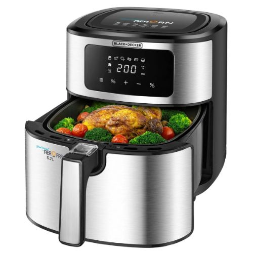 قلاية هوائية 6 في 1 بلاك أند ديكر – 1500 وات – 7.2 لتر – أسود/فضي – AF7257-B5