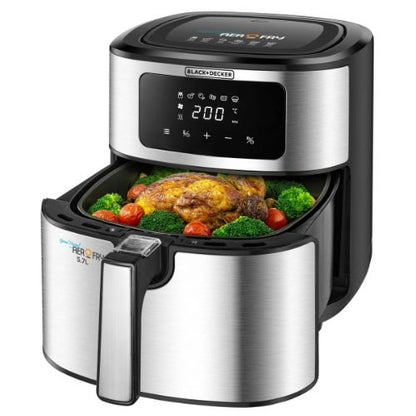 قلاية هوائية 6 في 1 بلاك أند ديكر – 1500 وات – 7.2 لتر – أسود/فضي – AF7257-B5