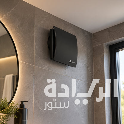 شفاط حمام ومطبخ أرورا (Aurora) 100 مم (4 بوصة) أسود بـ تايمر Timer وحساس رطوبة Hygro ومحرك Class B صامت جداً 26dB درجة حماية IP44 – موديل ARDENI 100 T B H