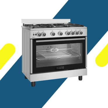 بوتاجاز غاز أريستون Ariston 90 سم 5 شعلة ستانلس ستيل – فرن غاز 130 لتر – موديل ARHE9 GGF 43129 XEG