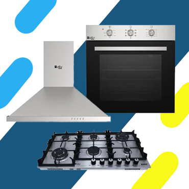 طقم بلت ان بيورتي فرن غاز 60 سم 67 لتر OPT601GG مسطح بلت إن 6 عين غاز HPT904S شفاط قوة شفط 850 م3/ساعة موديل PANSY PRO 90 X