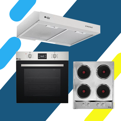 طقم بلت إن بيورتي – بوتاجاز مسطح كهرباء 4 شعلات موديل HPT601S – فرن كهرباء 60 سم موديل OPT60EED – شفاط مطبخ موديل PTSLIM 60 X