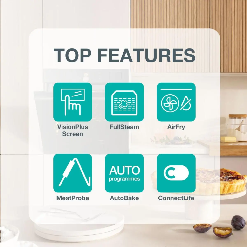 فرن بلت إن كهرباء 60 سم جورينيا (Gorenje) 77 لتر أسود شاشة VisionPlus وايفاي وأيرفراير – موديل BFS6148B