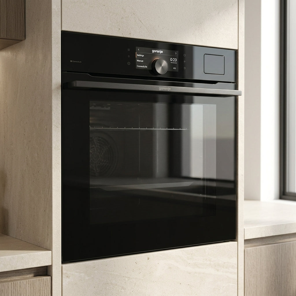 فرن بلت إن كهرباء 60 سم جورينيا (Gorenje) 77 لتر أسود شاشة VisionPlus وايفاي وأيرفراير – موديل BFS6148B