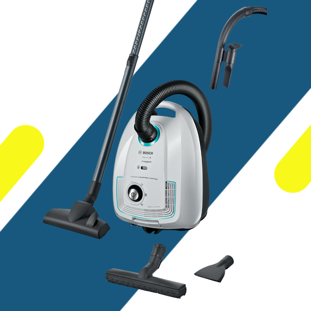 مكنسة بوش (BOSCH) سيريس 4 برو هايجينيك بالحقيبة 2000 وات – فلتر الترا الليرجي – أبيض – موديل BGL38WHYG