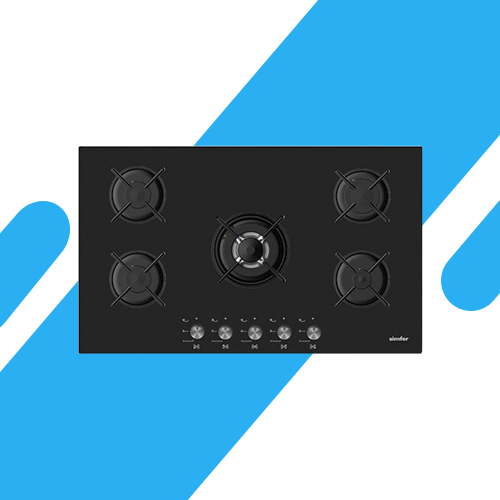 مسطح بلت إن غاز سيمفر 90 سم بلت إن – 5 شعلات ساباف – زجاج أسود – موديل – BH90GG01