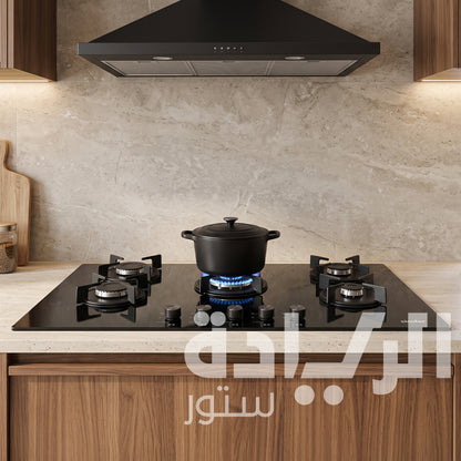 مسطح بلت إن غاز سيمفر 90 سم بلت إن – 5 شعلات ساباف – زجاج أسود – موديل – BH90GG01