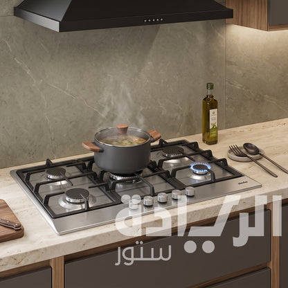 بوتاجاز بلت إن غاز استانلس ستيل 90 سم و5 شعلات ساباف من سيمفر - موديل - BH90SG01
