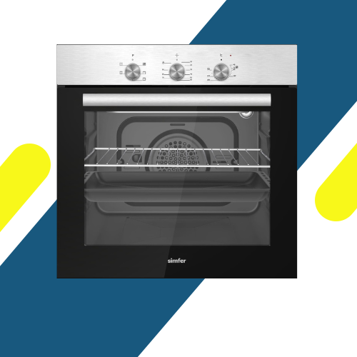 فرن بلت إن غاز 60 سم من سيمفر – إشعال ذاتي – تايمر ميكانيكي – مروحة تربو – موديل - BO60SG01 Simfer