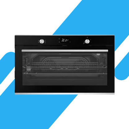 فرن بلت إن غاز 90 سم من سيمفر – إشعال ذاتي – ديجيتال تايمر – مروحتان تربو – زجاج أسود – موديل - BO90GG01