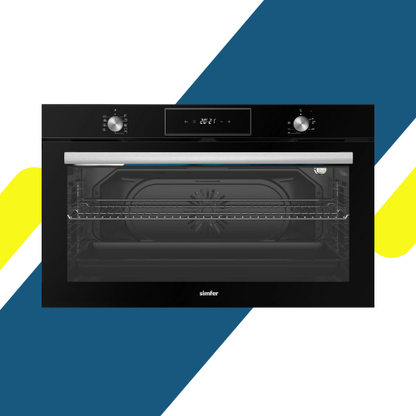 فرن بلت إن غاز 90 سم من سيمفر – إشعال ذاتي – ديجيتال تايمر – مروحتان تربو – زجاج أسود – موديل - BO90GG01