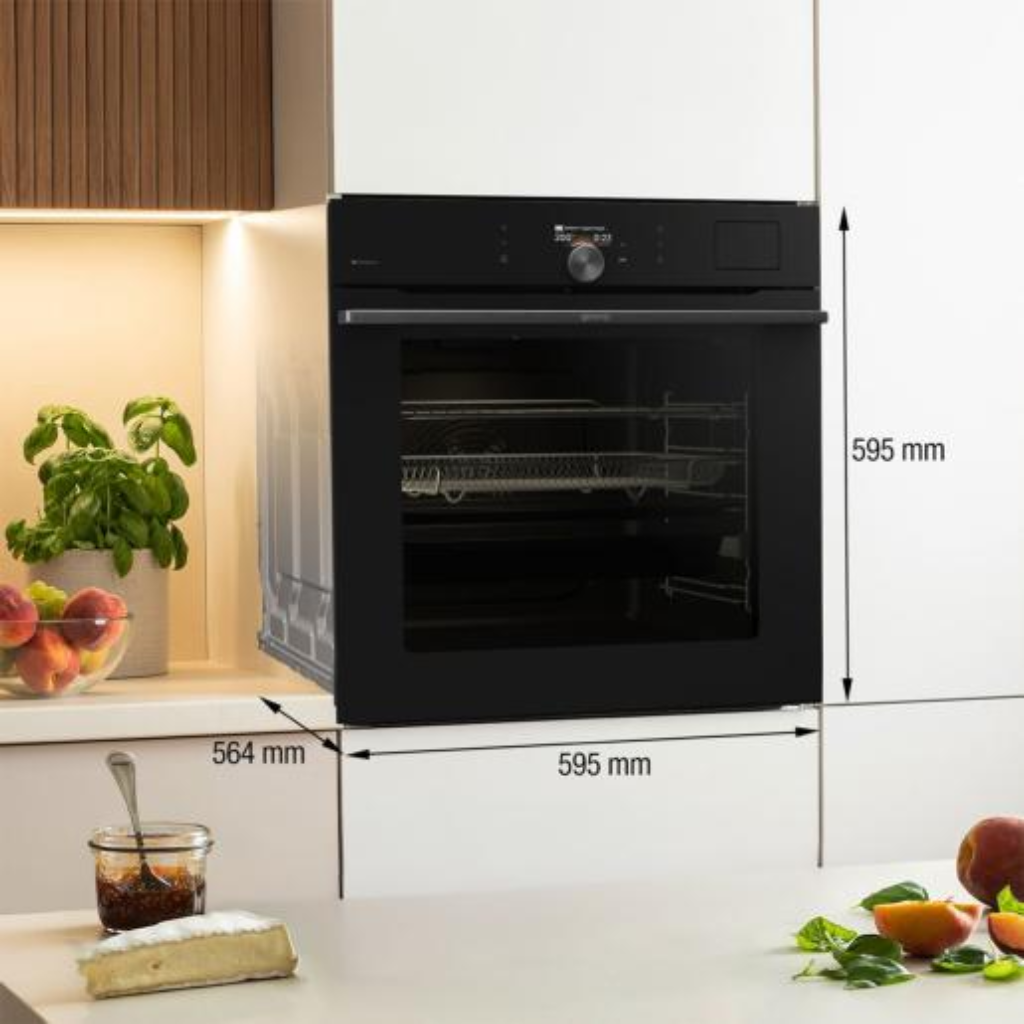 فرن بلت إن كهرباء 60 سم جورينيا (Gorenje) 77 لتر أسود تنظيف ذاتي بيروليز وايفاي وأيرفراي – موديل BPSA6138B