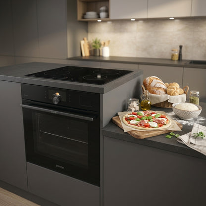 فرن بلت إن كهرباء 60 سم جورينيا (Gorenje) 77 لتر أسود تنظيف ذاتي بيروليز وايفاي وأيرفراي – موديل BPSA6138B