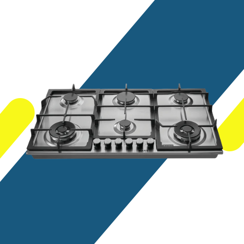 مسطح غاز هانز 90 سم ستانلس ستيل بـ6 شعلات وشعلتي ووك – HANS BROGHO K INOX