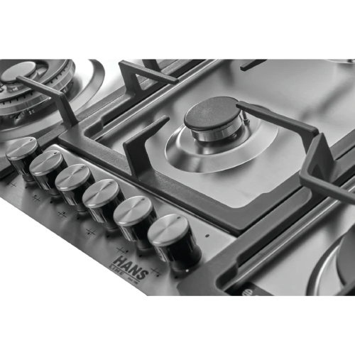 مسطح غاز هانز 90 سم ستانلس ستيل بـ6 شعلات وشعلتي ووك – HANS BROGHO K INOX