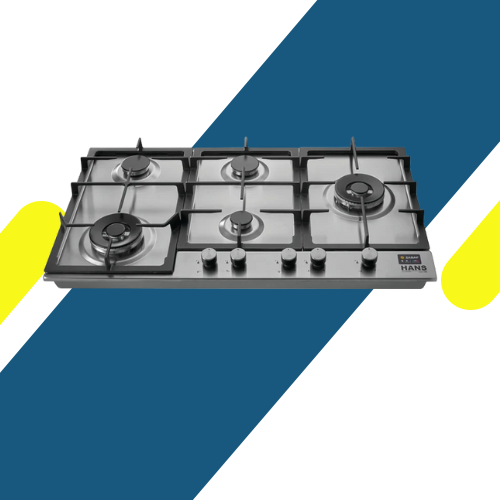مسطح غاز بلت إن هانز 90 سم ستانلس ستيل – 5 شعلات + شعلتي ووك - موديل - HANS BROGHO L INOX