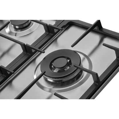 مسطح غاز بلت إن هانز 90 سم ستانلس ستيل – 5 شعلات + شعلتي ووك - موديل - HANS BROGHO L INOX