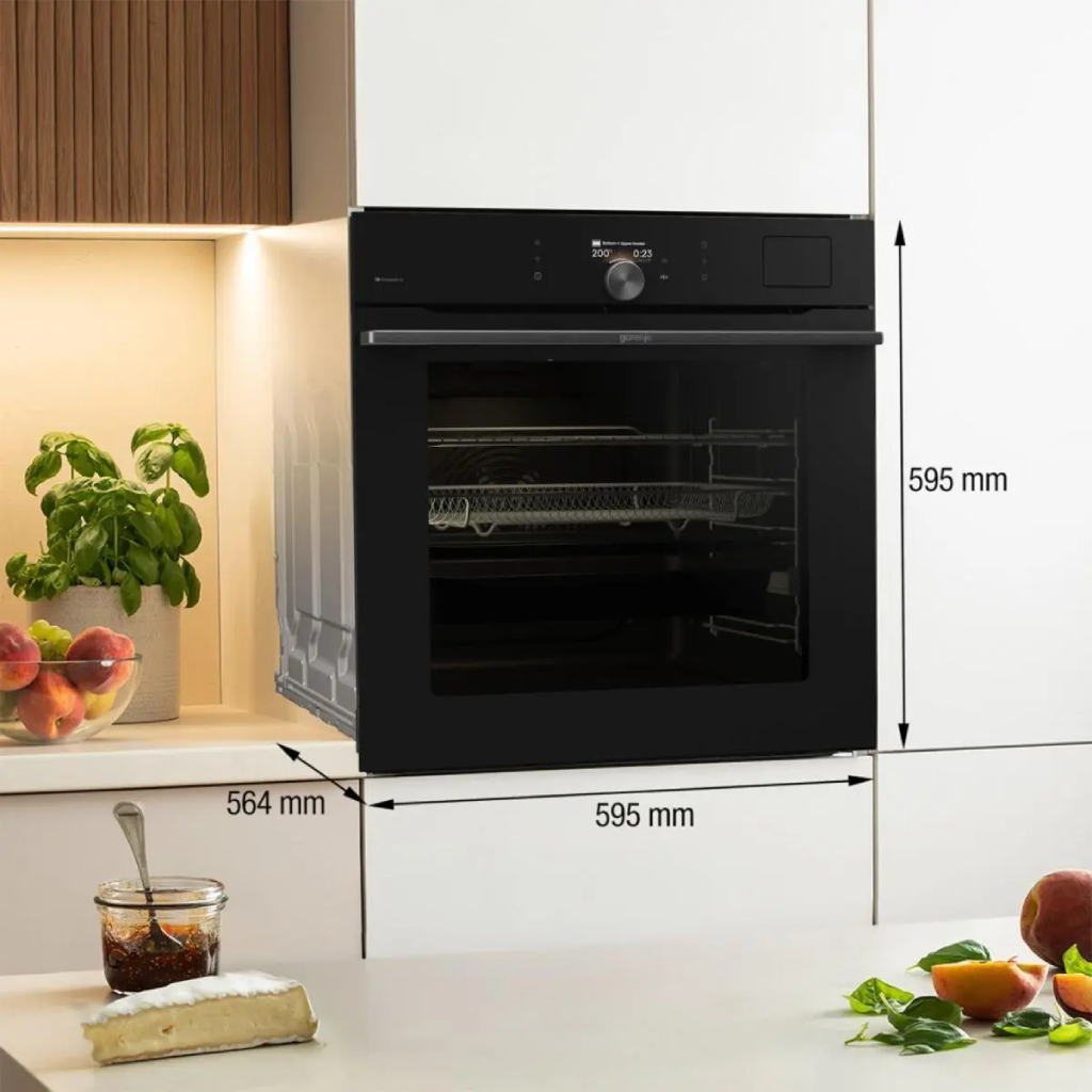 فرن بلت إن كهرباء 60 سم جورينيا (Gorenje) 77 لتر أسود حرارة 300°م شاشة VisionPlus وايفاي وأيرفراي – موديل BSA6138B