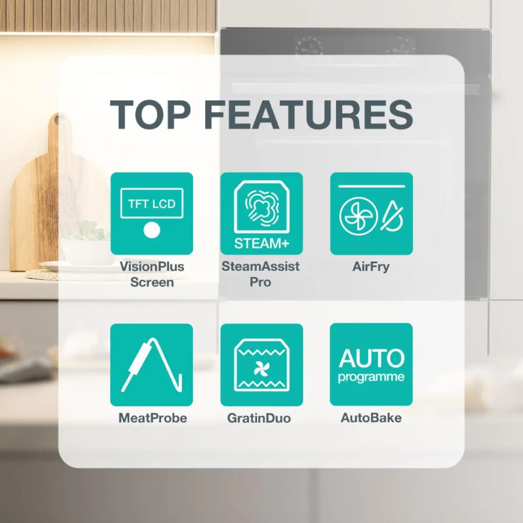 فرن بلت إن كهرباء 60 سم جورينيا (Gorenje) 77 لتر أسود حرارة 300°م شاشة VisionPlus وايفاي وأيرفراي – موديل BSA6138B