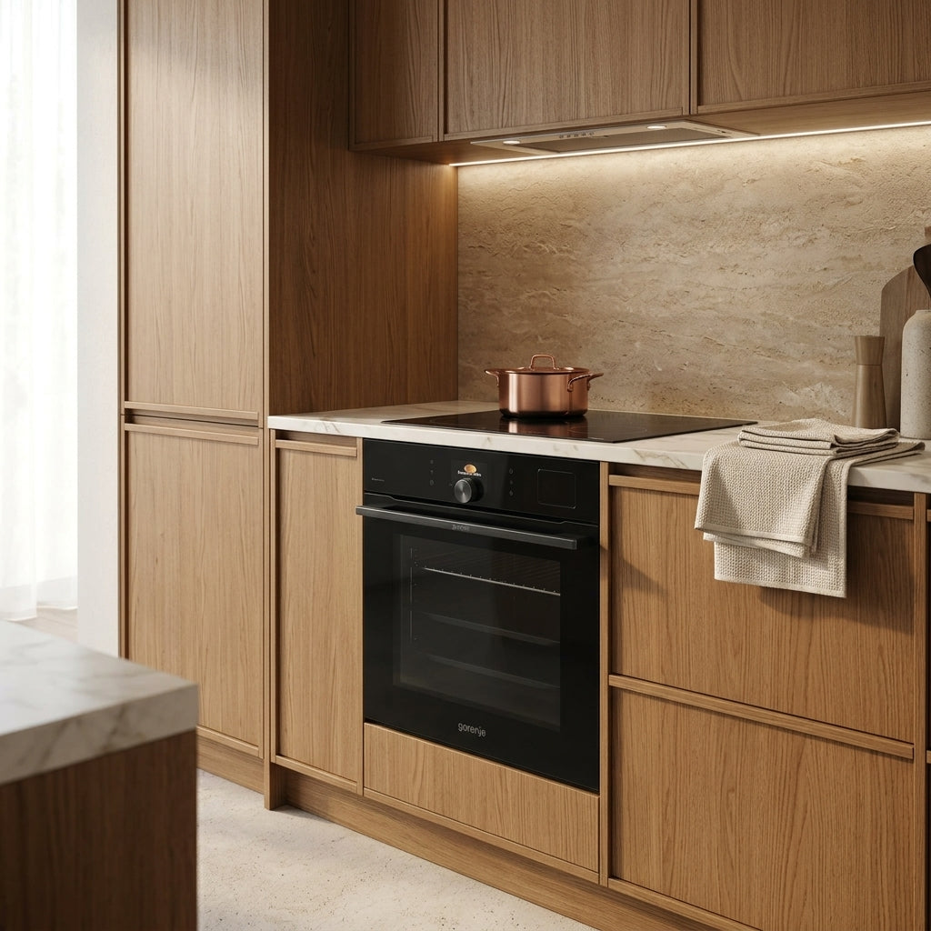 فرن بلت إن كهرباء 60 سم جورينيا (Gorenje) 77 لتر أسود حرارة 300°م شاشة VisionPlus وايفاي وأيرفراي – موديل BSA6138B