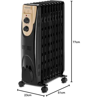 دفاية زيت بلاك أند ديكر 2000 وات – 9 ريش – تدفئة فعّالة وتصميم أنيق أسود – موديل – OR090D-B5