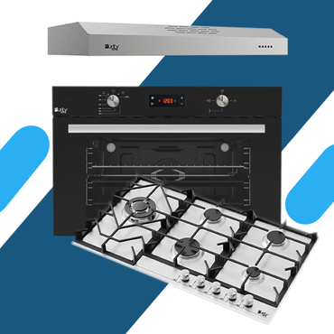 طقم بلت إن  بيورتي -  فرن غاز ديجيتال بشواية – 98 لتر – (KPD918GG)  + بوتجاز 90 سم غاز 5 شعلات حوامل زهر ثقيلة (HPT908S) + شفاط 90 سم بقوة 450 م3/ساعة (PTSLIM 90X)