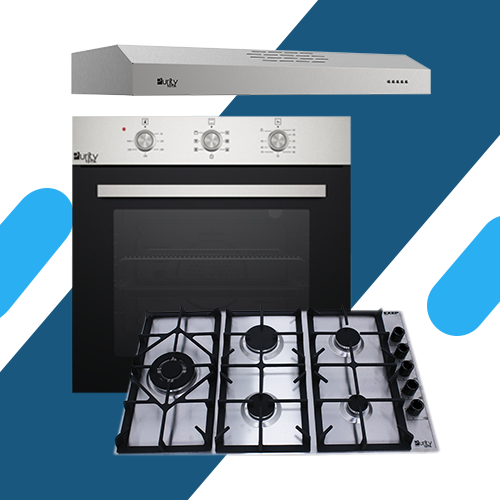 طقم بلت إن بيورتي- شفاط مسطح 90 سم   PTSLIM 90 X - مسطح HPT905S غاز5 عيون 90 سم - فرن غاز OPT601GG