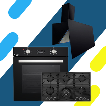 طقم بيورتي بوتاجاز بلت إن غاز أسود 6 شعلة HPT902G + فرن بلت إن غاز OPT602GGD + شفاط بلت إن ROSE PLUS BL