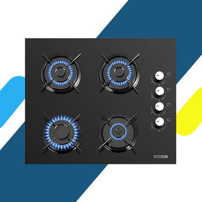 مسطح غاز كومتيل بلت إن 60 سم زجاج أسود – 4 شعلات – إشعال ذاتي وأمان كامل – موديل – C6-40BF